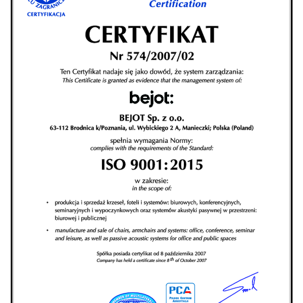 Certyfikat ISO 9001